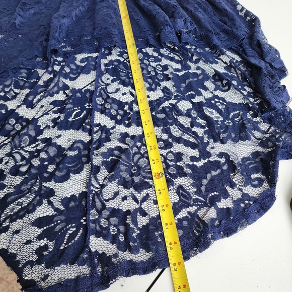 DressyStar Womens Halter Floral Lace Hi-Lo Party Dress Navy M Blue Sleeveless - Picture 12 of 14
